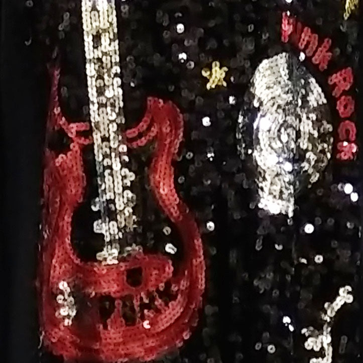 d/ パンクロックスパンコール丸首ブラウス