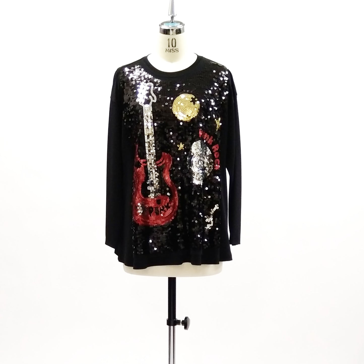 d/ パンクロックスパンコール丸首ブラウス