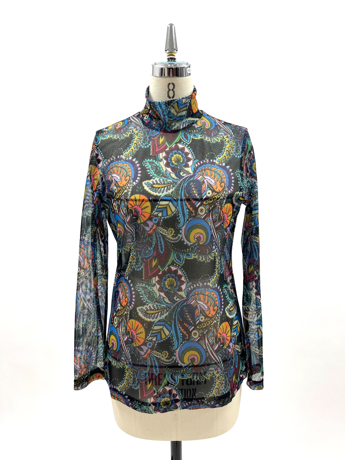 a/  " フラワーペーズリーメッシュTシャツ