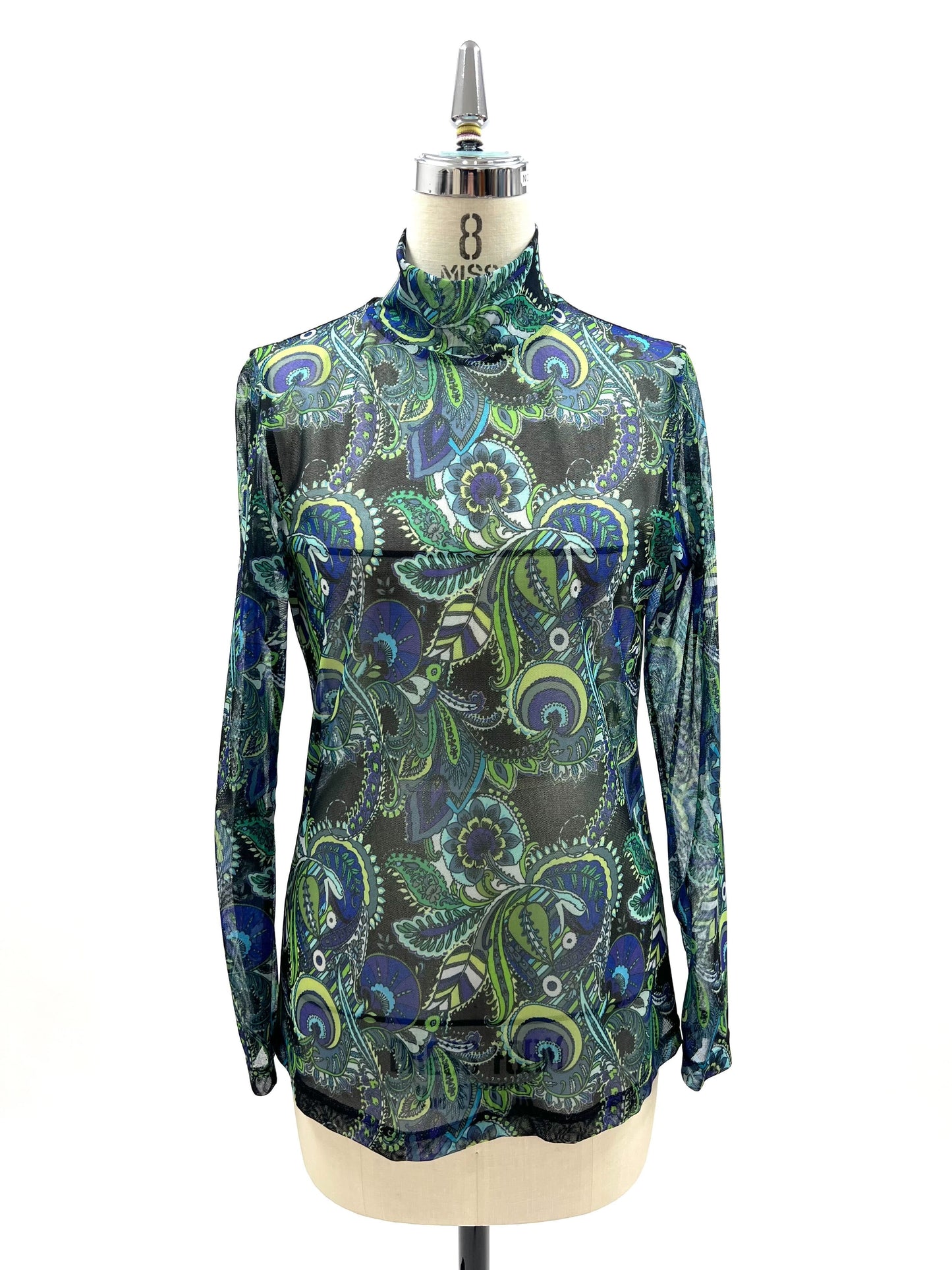 a/  " フラワーペーズリーメッシュTシャツ