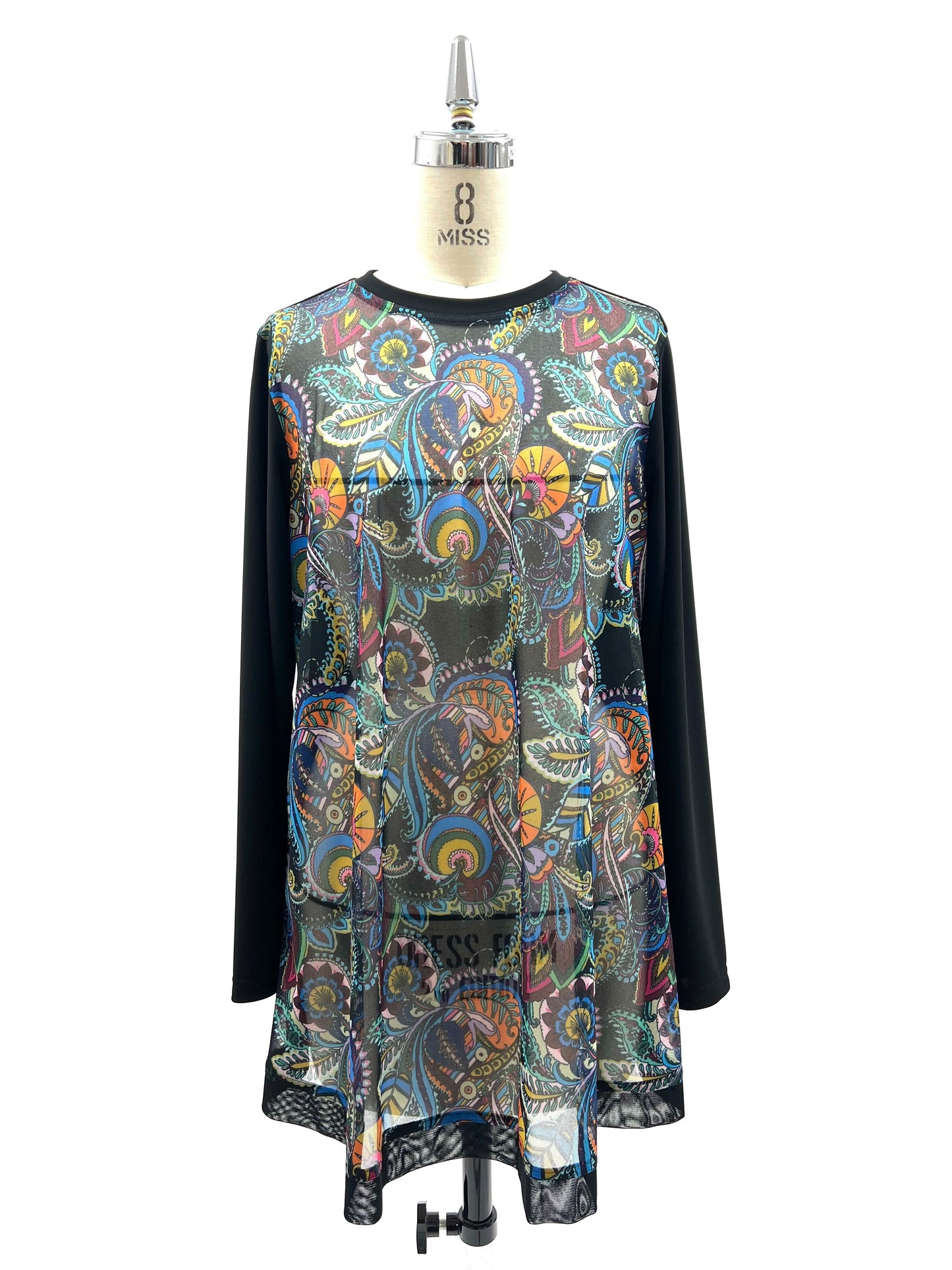 a/  " フラワーペーズリーメッシュシャツ