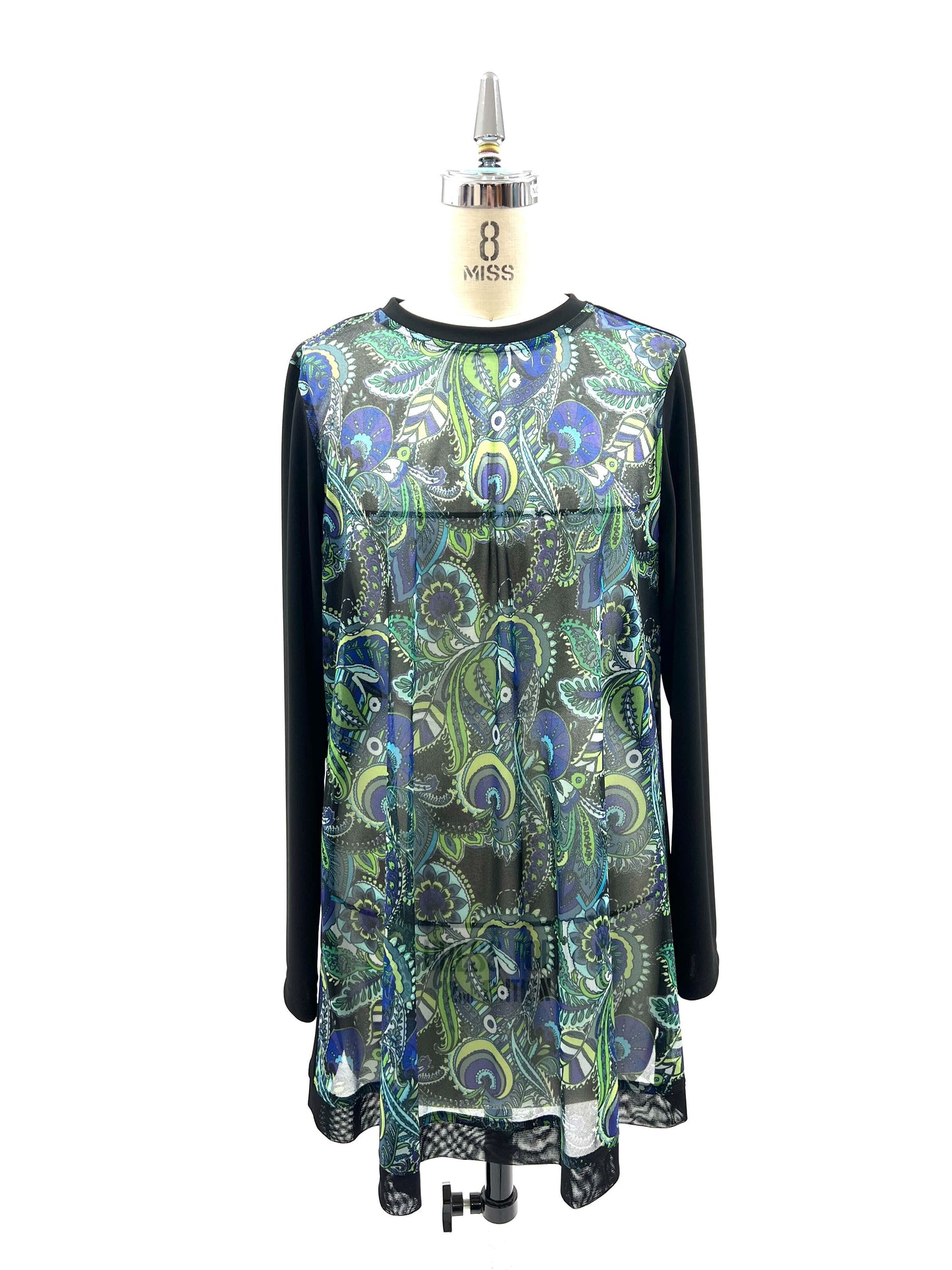 a/  " フラワーペーズリーメッシュシャツ