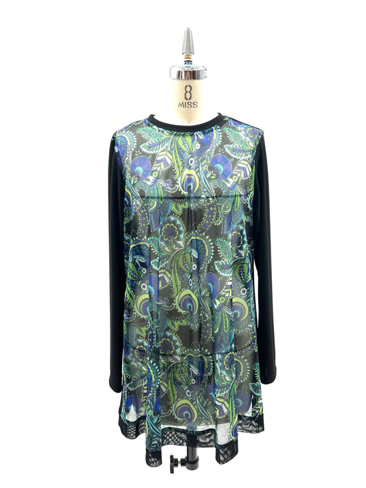 a/  " フラワーペーズリーメッシュシャツ