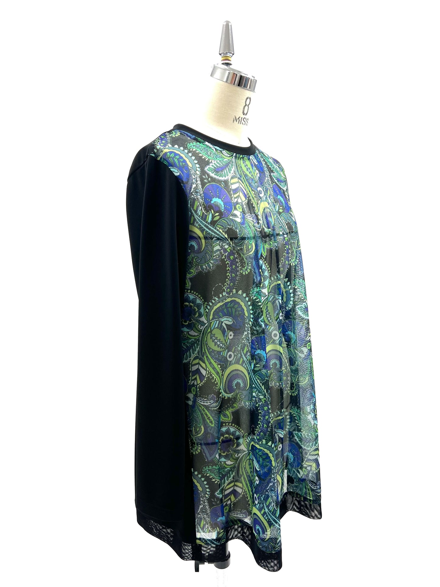 a/  " フラワーペーズリーメッシュシャツ