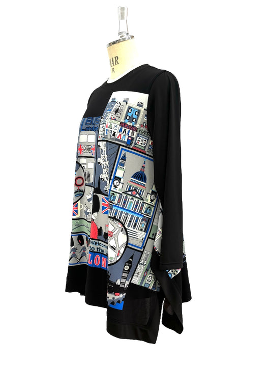 b/  " ロンドンブロックプリントシャツ c/#Black