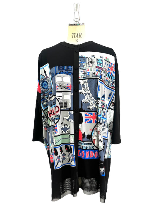 b/  " ロンドンブロックプリントブラウス c/#Black