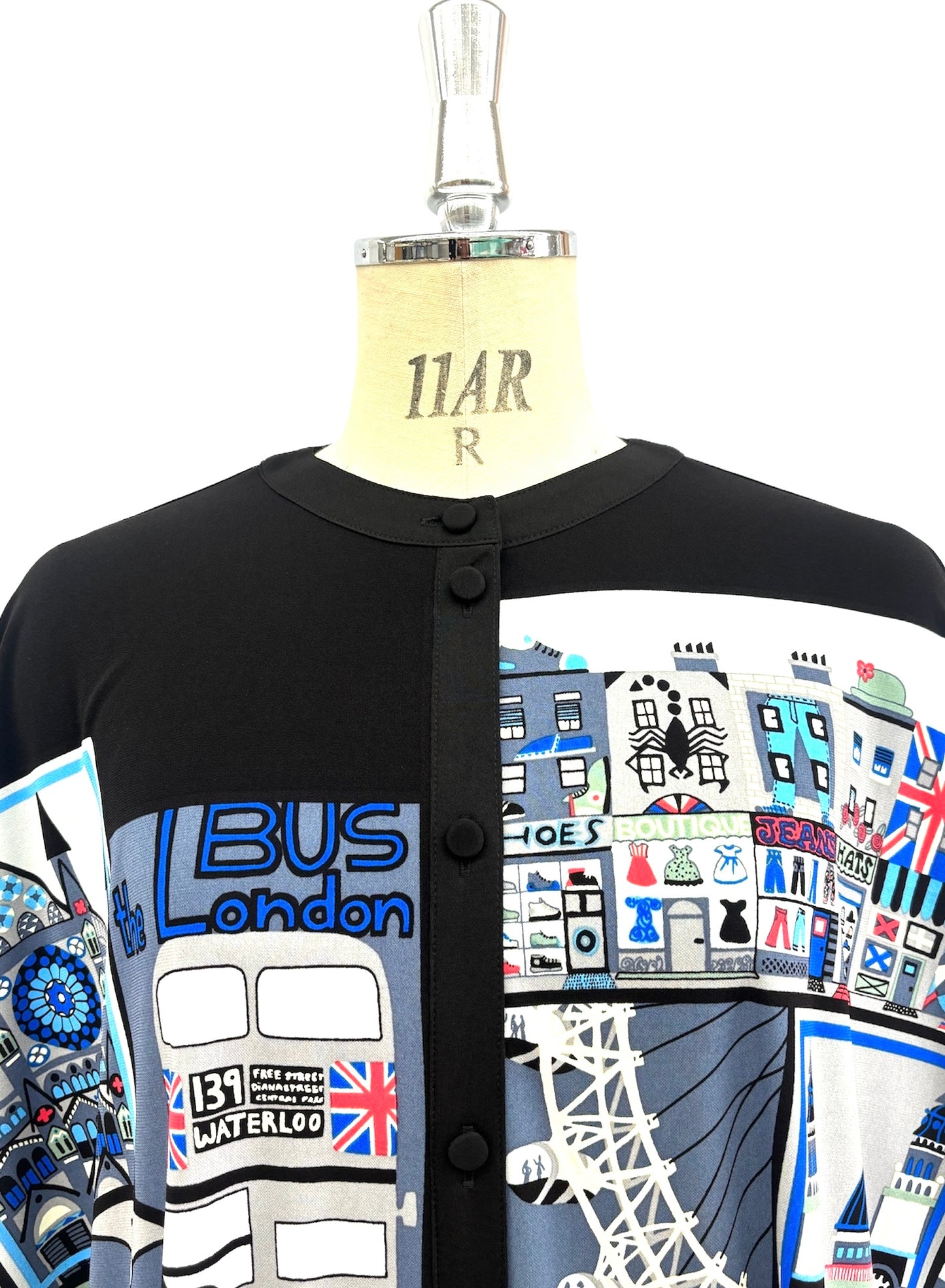 b/  " ロンドンブロックプリントブラウス c/#Black