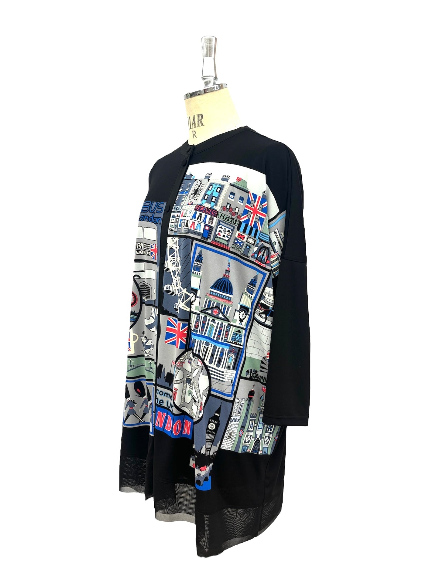 b/  " ロンドンブロックプリントブラウス c/#Black