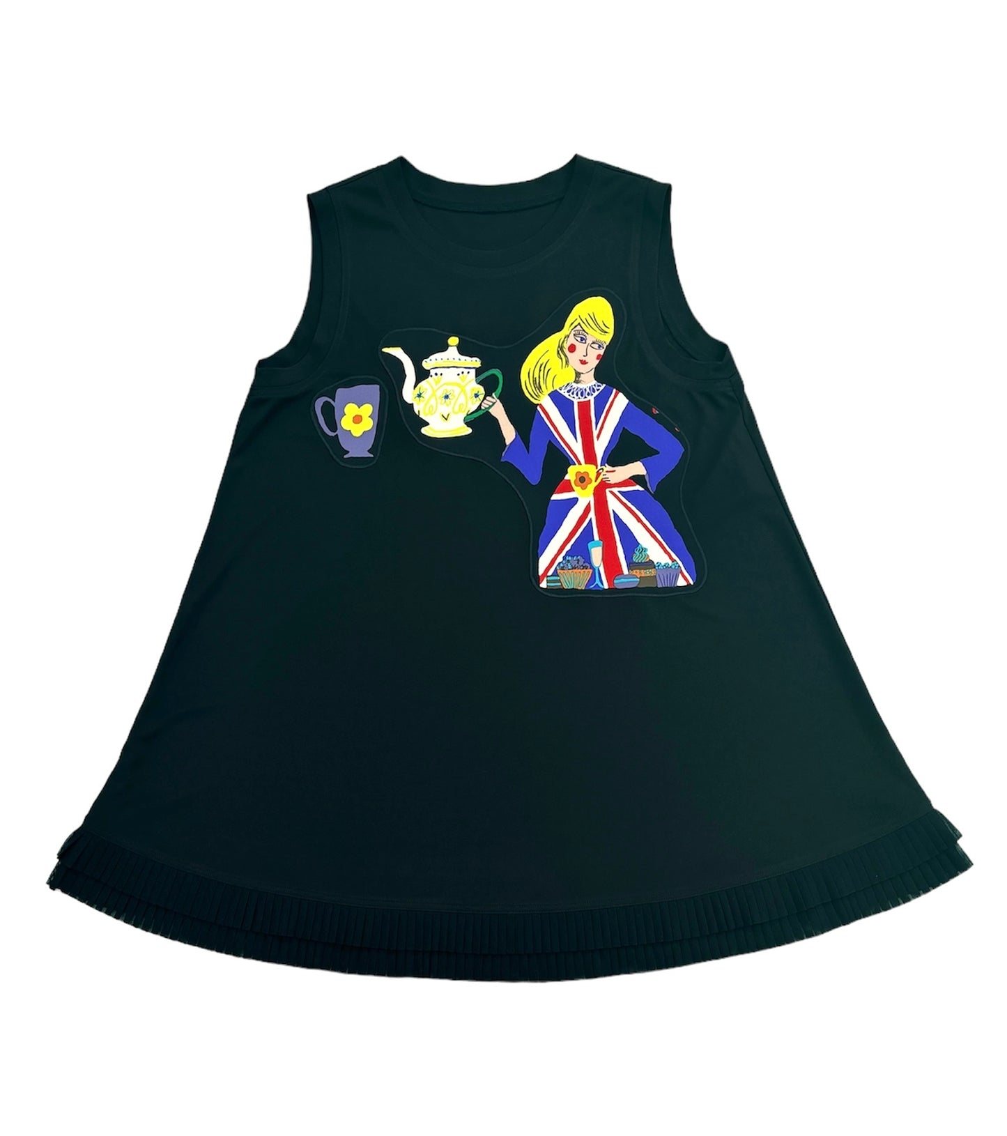 a / " London London ロンドンアップリケ 別注ジレ teacup柄