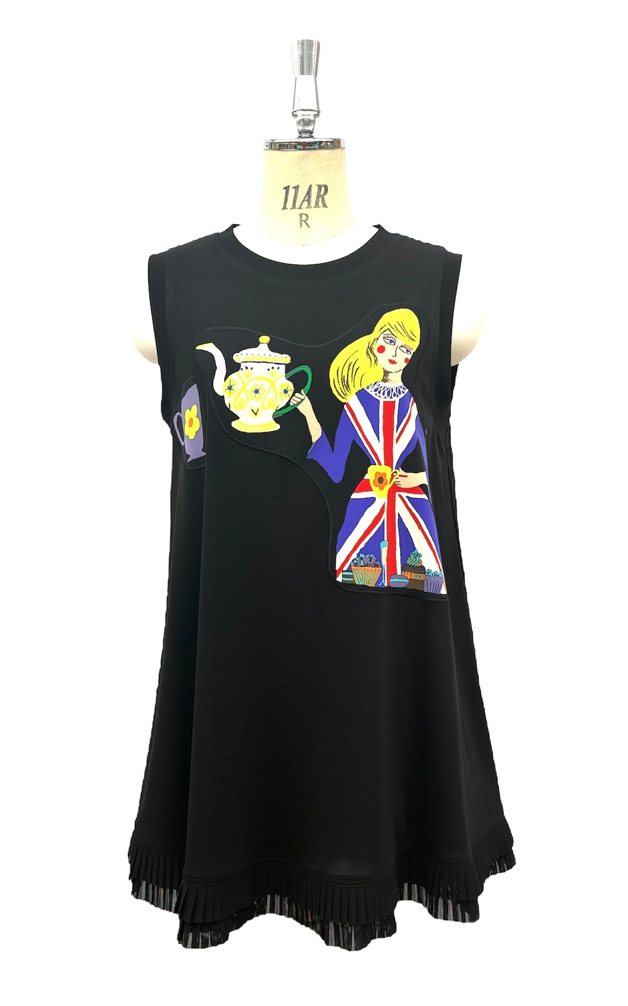 a / " London London ロンドンアップリケ 別注ジレ teacup柄