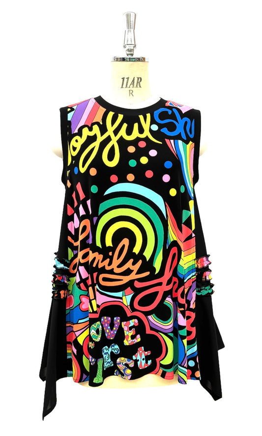 a/  "  London London ポップアート ジレOP  BLACK