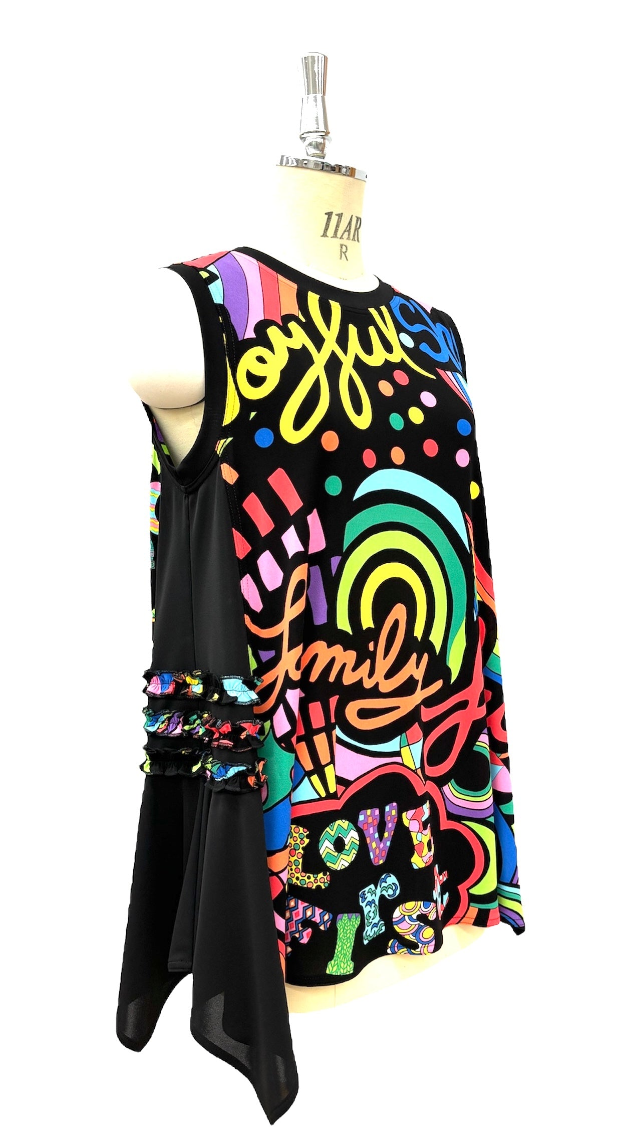 a/  "  London London ポップアート ジレOP  BLACK