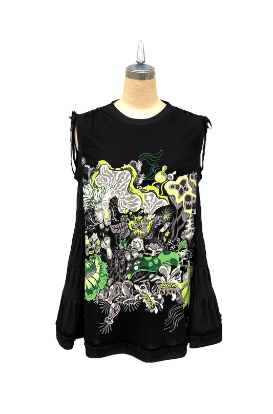 a "NEW ARRIVAL   BRITISH 　Happy Forest  ﾎﾞｰﾀﾞｰ　ジレ BLACK＊GREEN